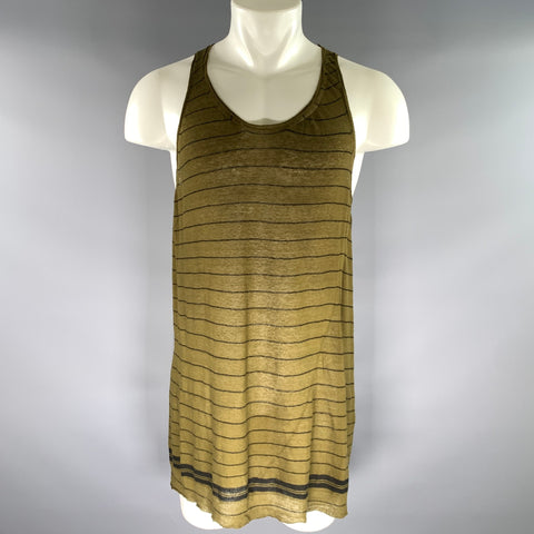 HAIDER ACKERMANN Size M Black Olive Stripe Cashmere Cotton Tank Top
