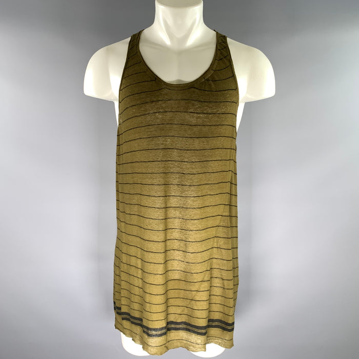 HAIDER ACKERMANN Size M Black Olive Stripe Cashmere Cotton Tank Top