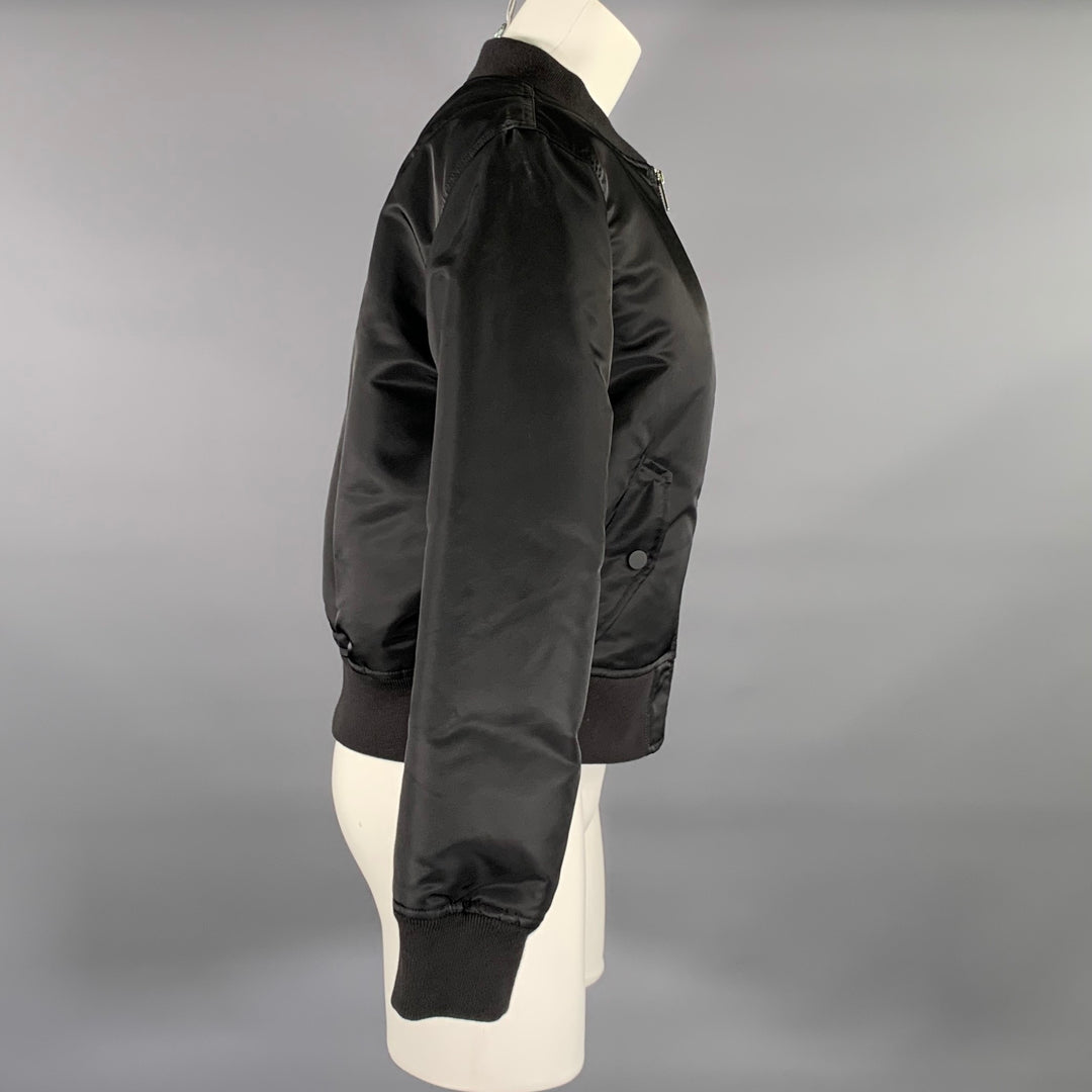 THEORY Size M Black Nylon Bomber Jacket