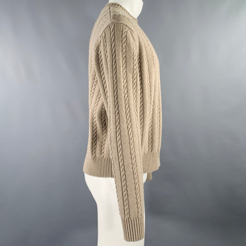 THERE WAS ONE Size M Brown Taupe Cable Wool Sweater
