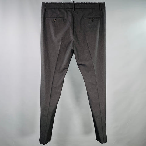 DSQUARED2 Taille 38 Pantalon de Costume Carreaux Gris Noir en Laine Bords Bruts