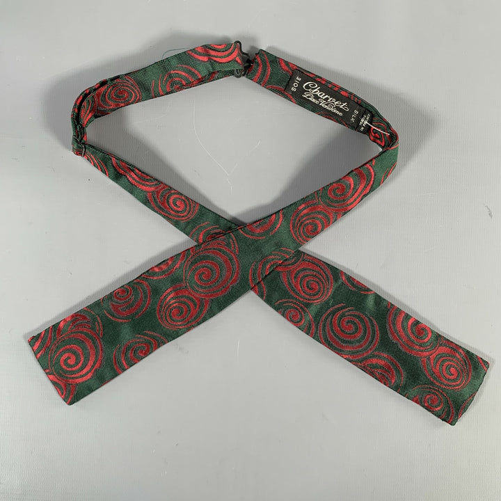 CHARVET Green Red Circles Silk Bow Tie