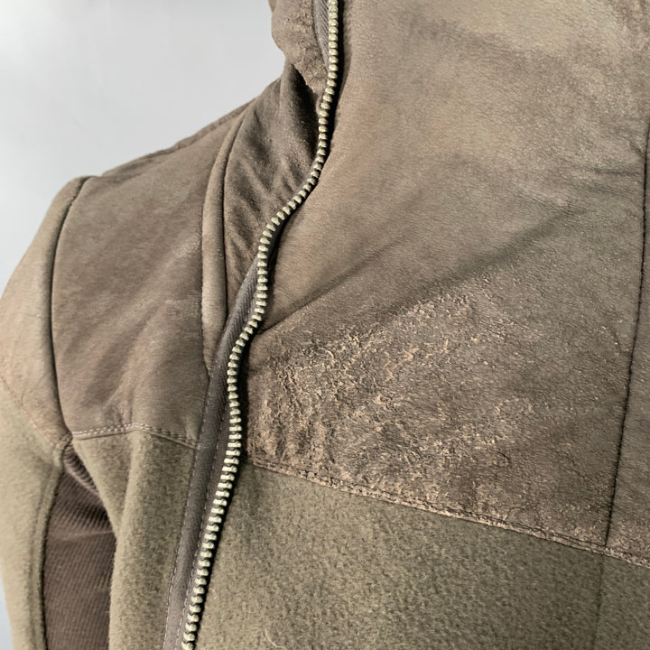 RICK OWENS Size 10 Brown Virgin Wool Blend Lambskin Zip Up Jacket