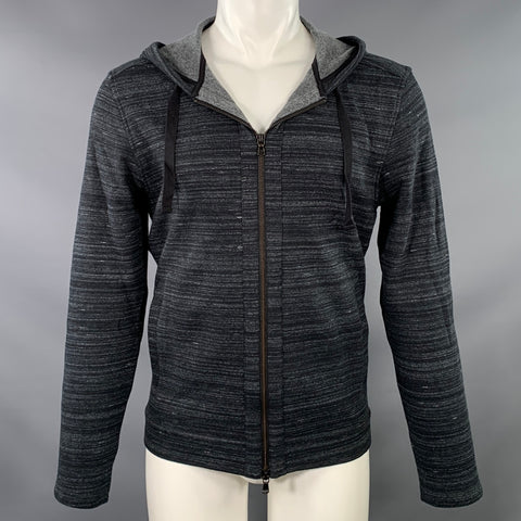 JOHN VARVATOS * U.S.A. Size M Grey Charcoal Heather Cotton Blend Hooded Zip Up Jacket