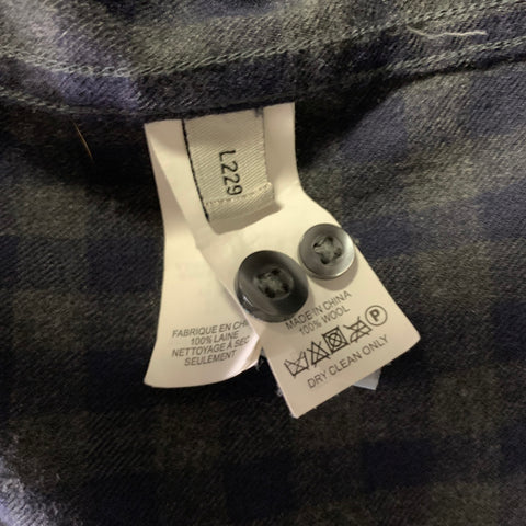 JACK SPADE Size L Navy Green Check Wool Button Down Long Sleeve Shirt