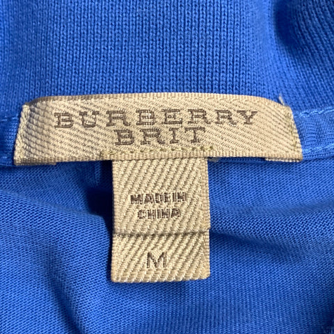 BURBERRY BRIT Size M Blue Cotton Half Placket Polo