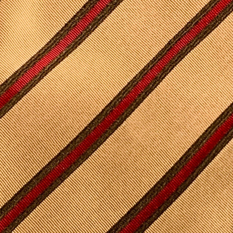 KITON Taupe Red Diagonal Stripe Silk Tie