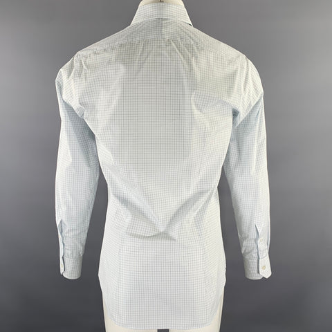 HAMILTON Size S White Green Plaid Cotton Spread Collar Long Sleeve Shirt