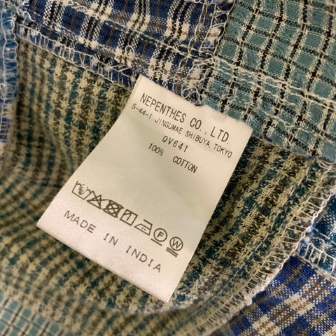 SOUTH 2 WEST 8 Size S Green Blue & White Plaid Cotton Long Sleeve Shirt