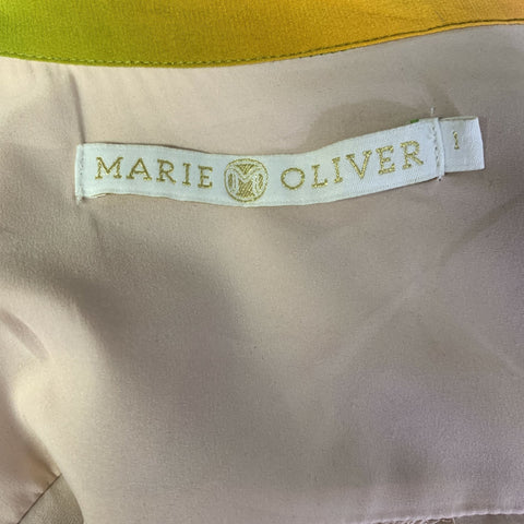 MARIE OLIVER Size S Olive Orange  White Silk Tunic Dress