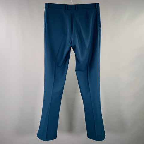 HUGO BOSS Size 32 Blue Navy Virgin Wool Blend Flat Front Dress Pants