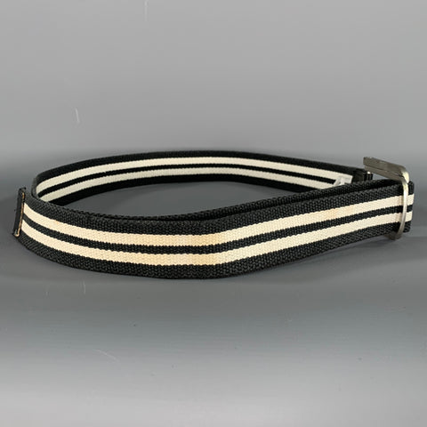 PARKE & RONEN Size 40 Black White Stripe Belt