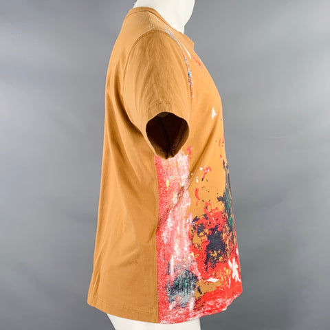 JUNYA WATANABE Size M Tan Multi Color Hand Painted Cotton Crew Neck T-shirt