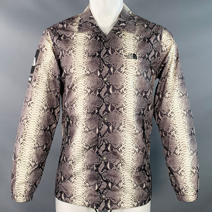 SUPREME x THE NORTH FACE Size M Grey Black White Snake Print Nylon Shirt Jacket