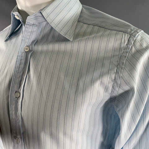 GUCCI Size S Blue Stripe Cotton Button Up Long Sleeve Shirt