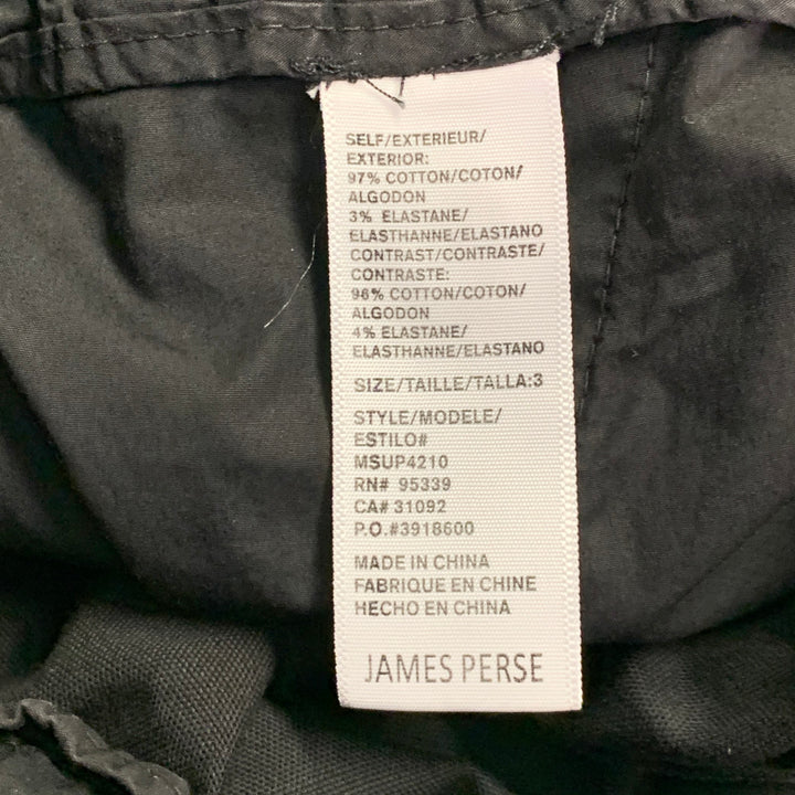 JAMES PERSE Size L Black Cotton Blend Button Fly Drawstring Shorts
