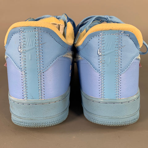 NIKE x OFF-WHITE Size 11 Air Force 1 '07 Virgil Blue Silver Logo Sneakers