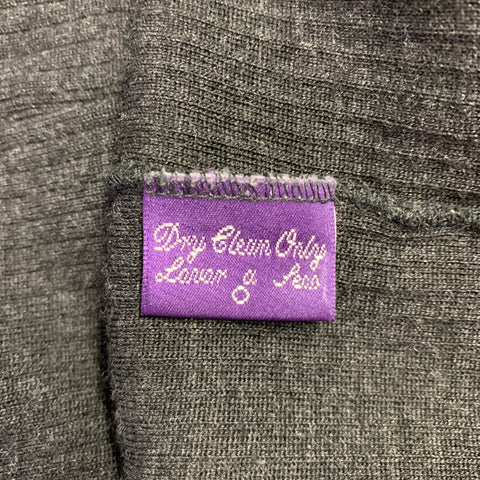 RALPH LAUREN Size L Grey Ribbed Wool Crew Neck Pullover
