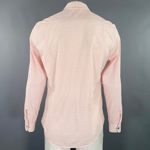 PAUL SMITH Size L White Red Dots Cotton Long Sleeve Shirt