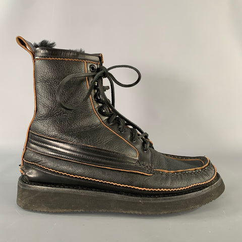 YUKETEN Size 9 Black Brown Leather Lace Up Boots