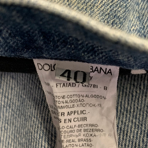 DOLCE & GABBANA Size 4 Blue Cotton Distressed Boyfriend Jeans