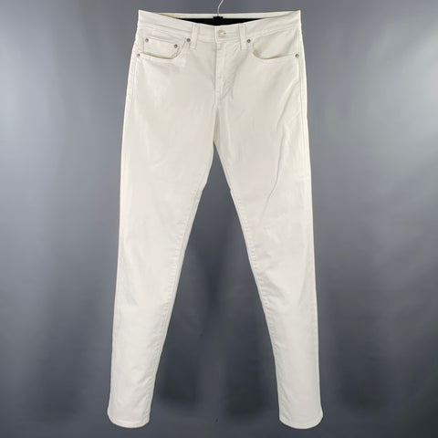 LEVI STRAUSS Taille 32 Jean Slim Blanc en Coton Mélangé 5 Poches