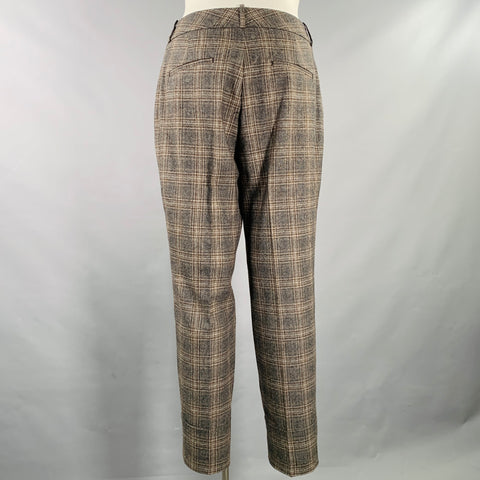 Pantalon de ville PESERICO taille 12, mélange de laine gris-brun à carreaux, devant plat