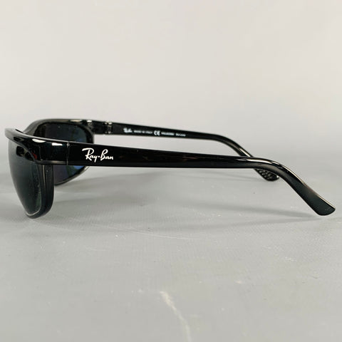 RAY-BAN Black Acetate Wrap Around Polarized Sunglasses