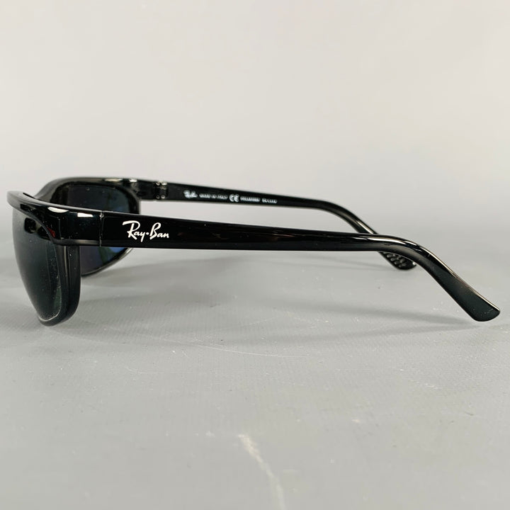 RAY-BAN Black Acetate Wrap Around Polarized Sunglasses