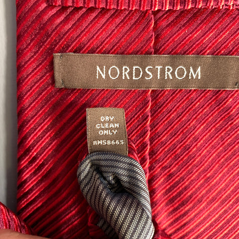 NORDSTROM Red Burgundy Stripe Silk Tie