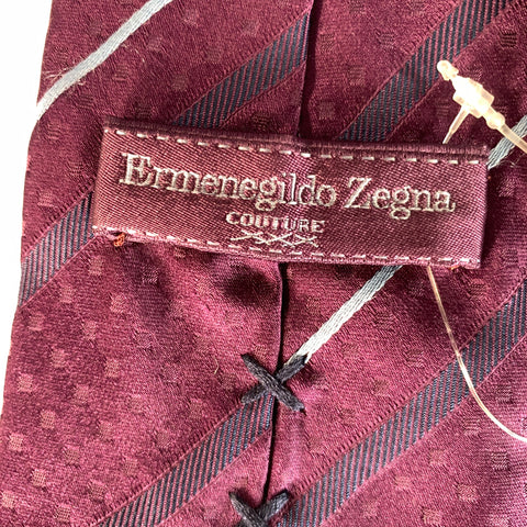 ERMENEGILDO ZEGNA COUTURE Purple Blue Stripe Silk Tie
