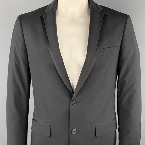 JOHN VARVATOS * U.S.A. Size 40 Black Solid Regular Wool Sport Coat