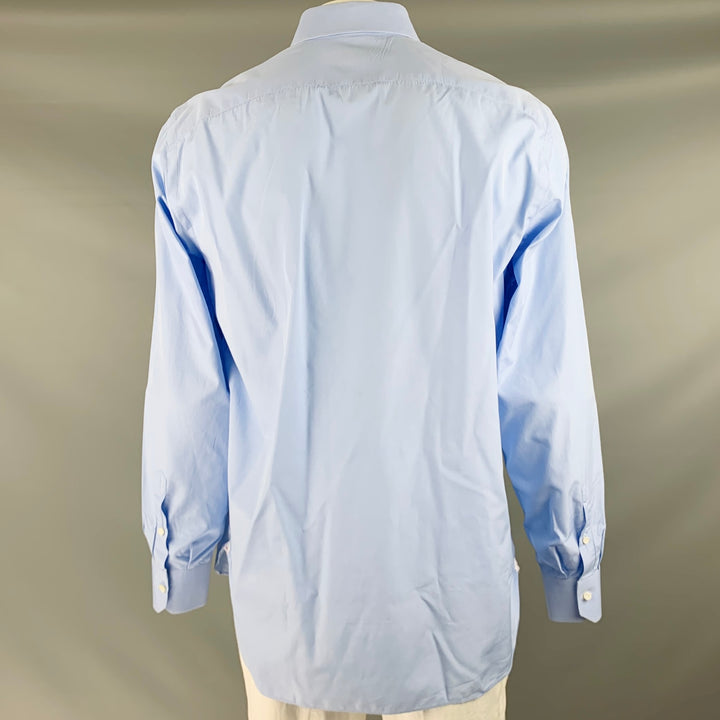 ISAIA Size XL Blue Cotton Button Up Long Sleeve Shirt