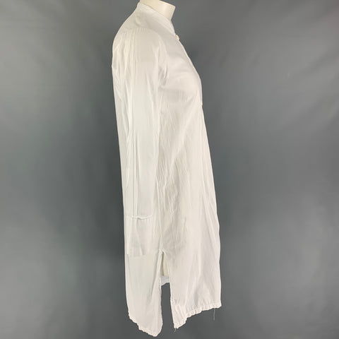 LA HAINE Size L White Cotton Nehru Collar Long Sleeve Shirt