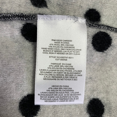 EQUIPMENT Size L Black White Wool Blend Polka Dot Crew Neck Pullover