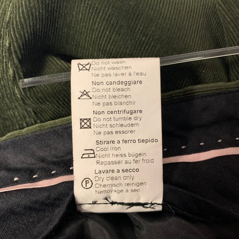 PAUL SMITH Size 36 Green Corduroy Cotton Blend Straight Casual Pants