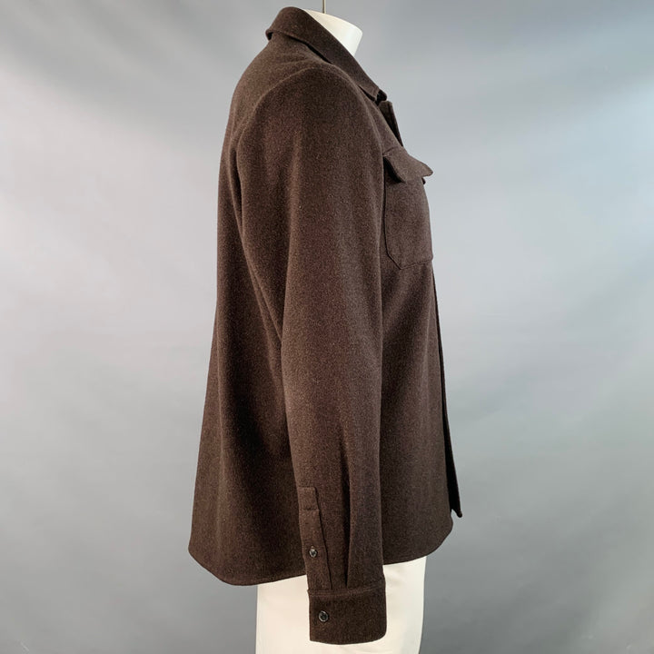 A.P.C. Size XL Brown Wool Blend Two Pockets Shirt Jacket