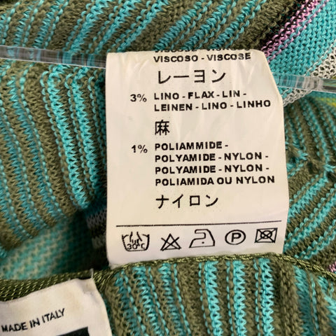M MISSONI One Size Green Yellow Cotton Blend Zig Zag Shawl Casual Top
