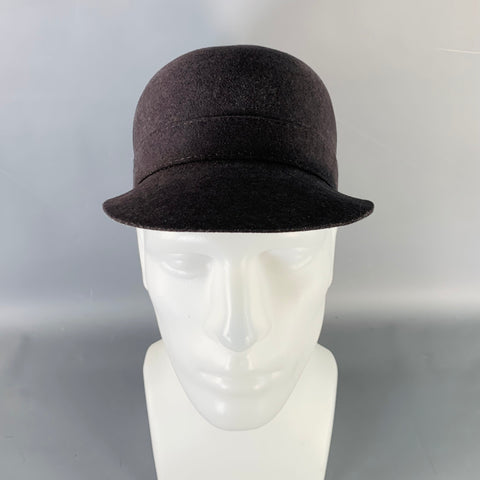 LANVIN Size 58 Grey Charcoal Felt Merino Wool Baseball Cap