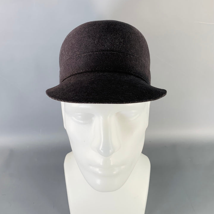 LANVIN Size 58 Grey Charcoal Felt Merino Wool Baseball Cap