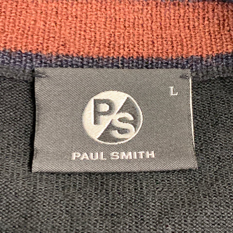 PS by PAUL SMITH Size L Black Burgundy Contrast Trim Crew Neck Pullover