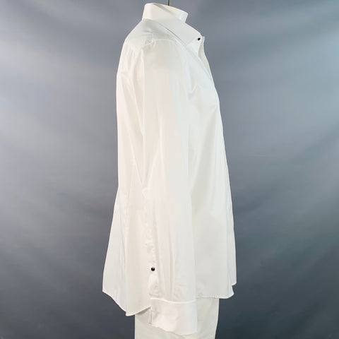 EMANUEL BERG Size XXXL White Cotton Bib French Cuff Tuxedo Long Sleeve Shirt