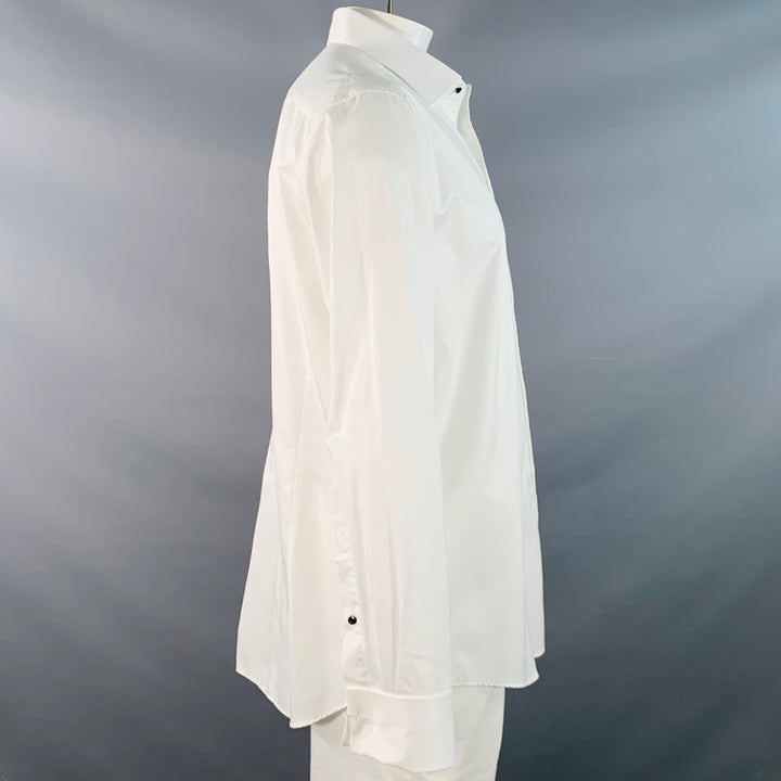 EMANUEL BERG Size XXXL White Cotton Bib French Cuff Tuxedo Long Sleeve Shirt