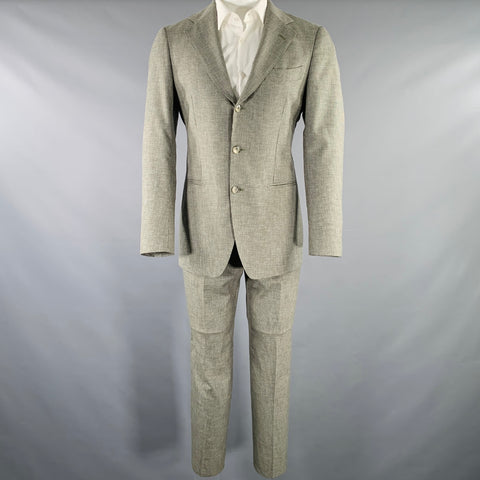 SUITSUPPLY Size 38 Grey Charcoal Houndstooth Wool Notch Lapel Suit