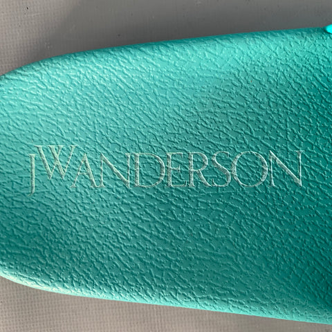 J.W.ANDERSON Size 9 Blue Green Anchor Logo Acetate Pool Slide Sandals
