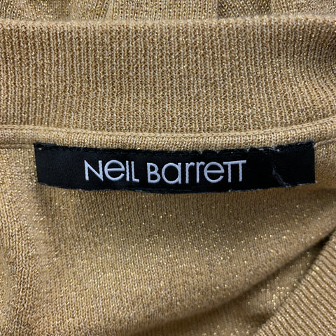 NEIL BARRETT Talla M Jersey largo de mezcla de poliéster metálico dorado dorado