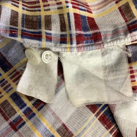 COMME des GARCONS Size L Brown Red Plaid Cotton Button Up Short Sleeve Shirt