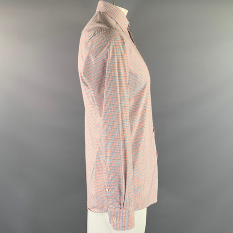 ETON Size 40 Orange Multi Color Plaid Cotton Button Up Long Sleeve Shirt