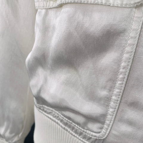 DOLCE & GABBANA Size 42 White Cotton Blend Zip Up Bomber Jacket