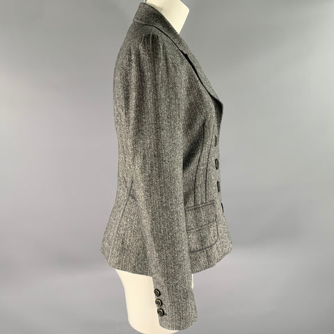 DOLCE & GABBANA Size 8 Grey Black Wool Blend Stripe Blazer